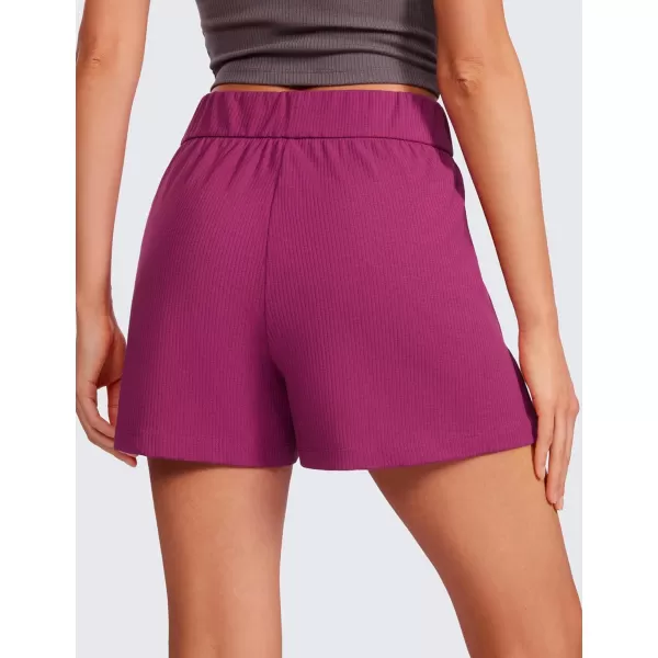 imageCRZ YOGA Comfy Ribbed Sweat Shorts for Women High Waisted Lyocell Casual Lounge Jersey Athletic Shorts with PocketsMagenta Purple