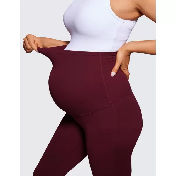 imageCRZ YOGA Women Butterluxe Maternity Flare Leggings with Pockets 31quot  Workout Active Yoga Pregnancy Pants Over The Belly SoftRed Merlot