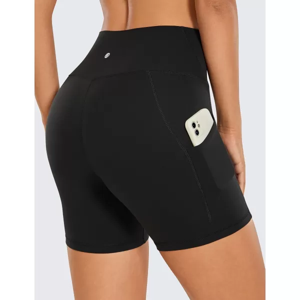 imageCRZ YOGA Womens Butterluxe Biker Shorts with Pockets 5 Inches  High Waisted Volleyball Workout Athletic Yoga Short LeggingsBlack