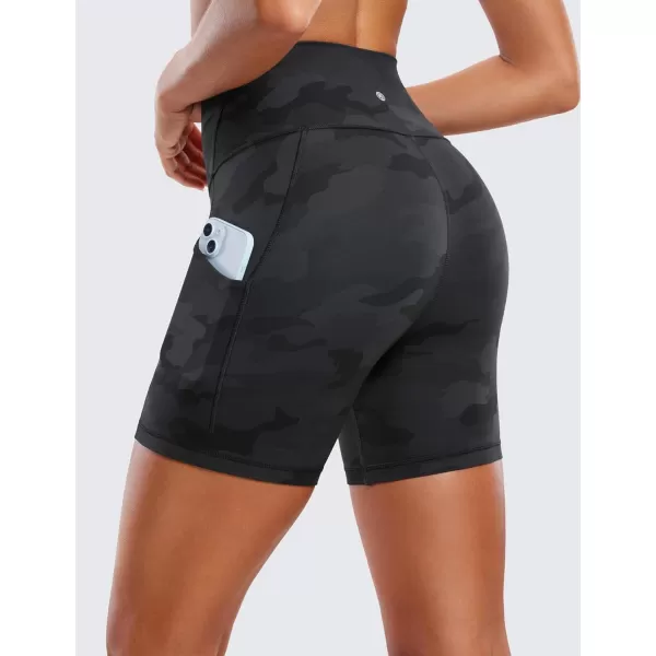 imageCRZ YOGA Womens Butterluxe Biker Shorts with Pockets 5 Inches  High Waisted Volleyball Workout Athletic Yoga Short LeggingsDark Grey Camouflage 2