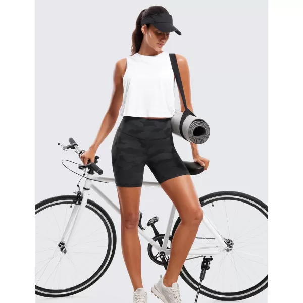imageCRZ YOGA Womens Butterluxe Biker Shorts with Pockets 5 Inches  High Waisted Volleyball Workout Athletic Yoga Short LeggingsDark Grey Camouflage 2