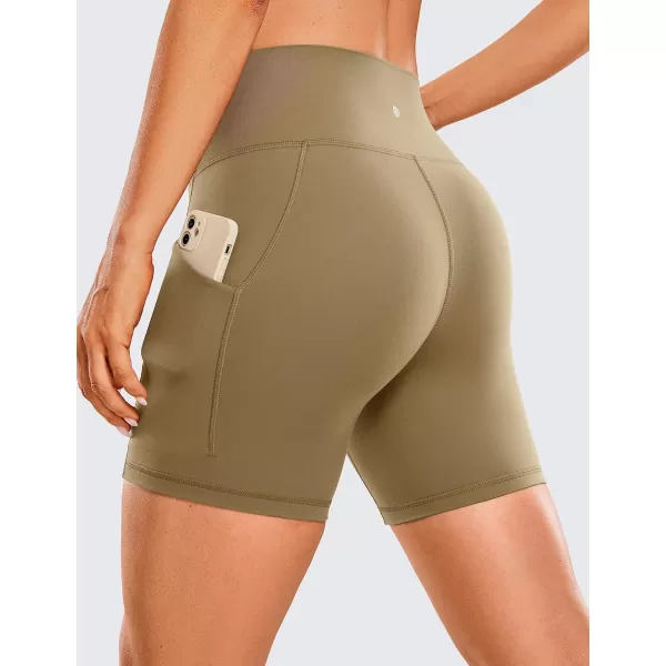 imageCRZ YOGA Womens Butterluxe Biker Shorts with Pockets 5 Inches  High Waisted Volleyball Workout Athletic Yoga Short LeggingsSoul Brown