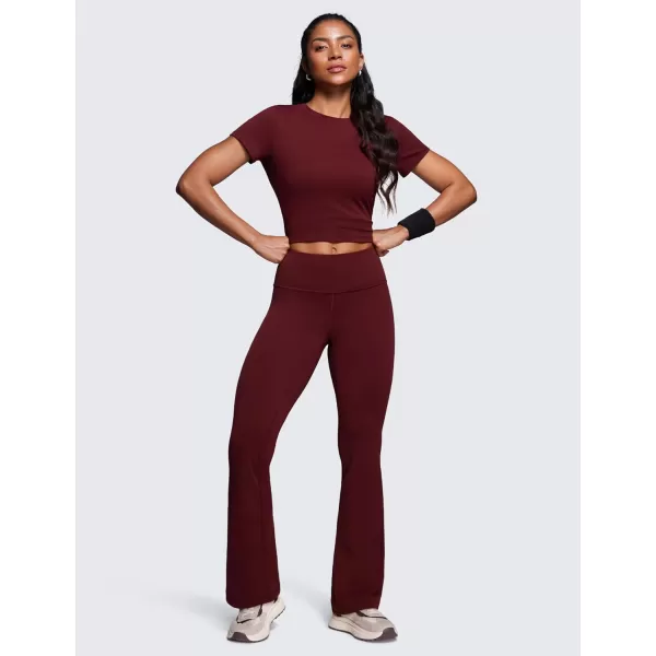 imageCRZ YOGA Womens Butterluxe High Waist Flare Pants 29quot  305quot  32quot  335quot  Wide Leg Bootcut Yoga Pants with Pocket LoungeRed Merlot