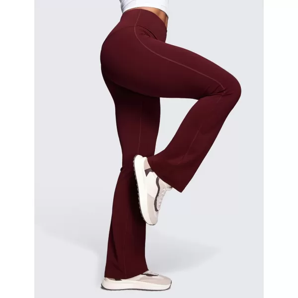 imageCRZ YOGA Womens Butterluxe High Waist Flare Pants 29quot  305quot  32quot  335quot  Wide Leg Bootcut Yoga Pants with Pocket LoungeRed Merlot