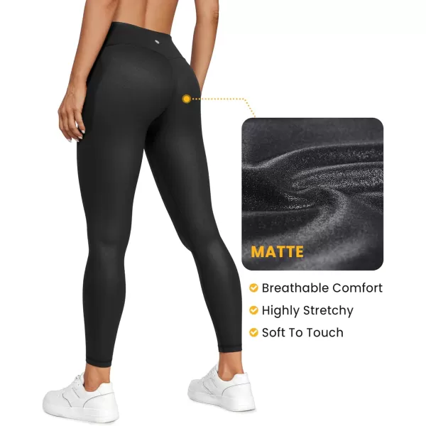 imageCRZ YOGA Womens Butterluxe Low Rise Workout Leggings 25 Inches  Comfy Buttery Soft Athletic Gym Lounge Yoga PantsFaux Leather Black