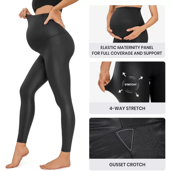 imageCRZ YOGA Womens Butterluxe Maternity Leggings Over The Belly 28quot  Workout Activewear Yoga Pregnancy Pants Buttery SoftBlack Classic