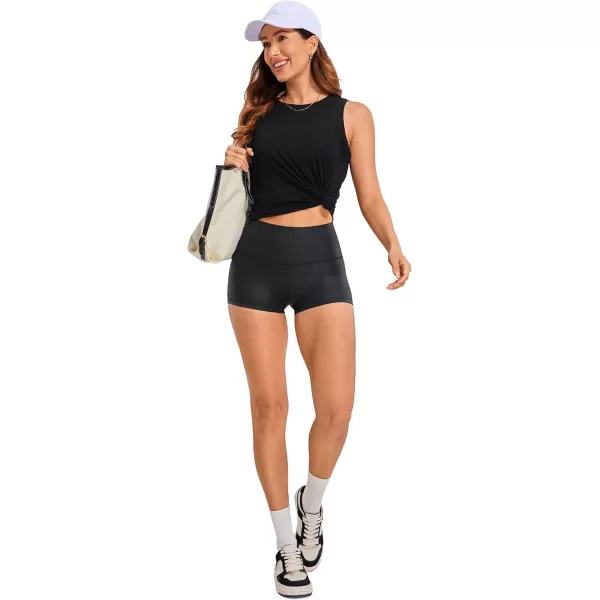 imageCRZ YOGA Womens Butterluxe Matte Faux Leather Biker Shorts 25  High Waist Workout Yoga SpandexBlack