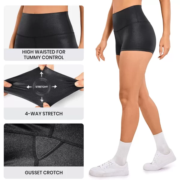 imageCRZ YOGA Womens Butterluxe Matte Faux Leather Biker Shorts 25  High Waist Workout Yoga SpandexBlack