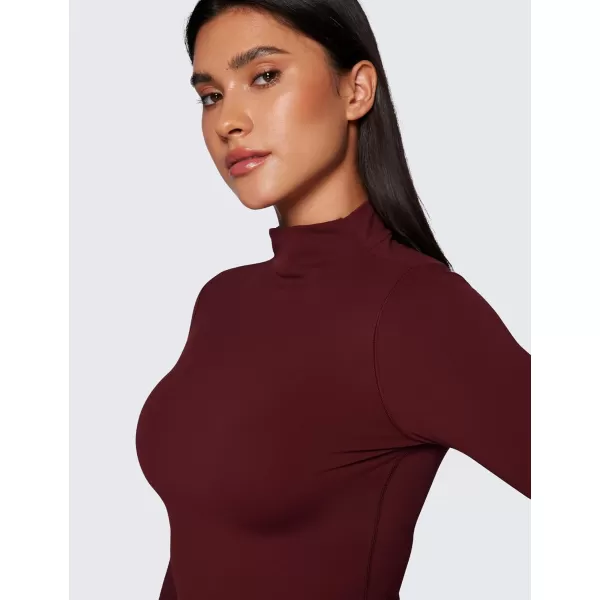 imageCRZ YOGA Womens Butterluxe Mock Turtleneck Long Sleeves Crop Tops Slim Fit Workout Casual TShirt Base Layer Fall ShirtsRed Merlot