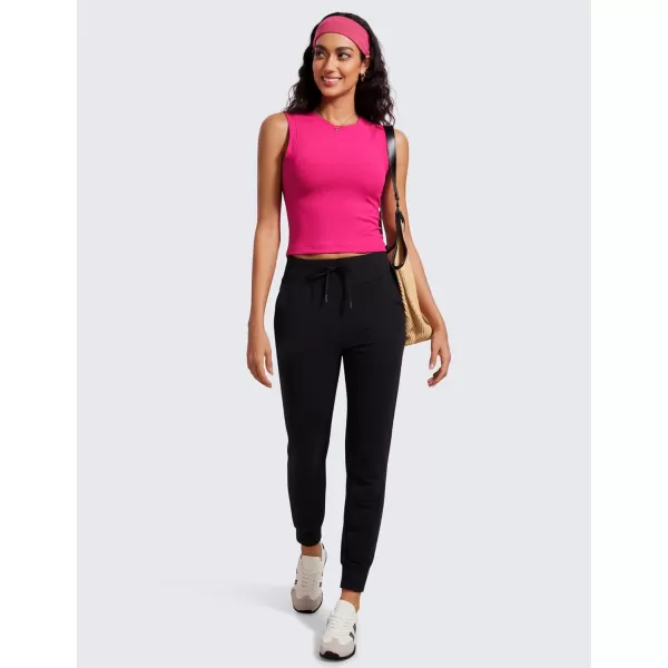 imageCRZ YOGA Womens Ribbed Tank Tops High Neck Yoga Workout Sleeveless Top Casual Going Out Fitted Tanks ShirtsGranita Pink