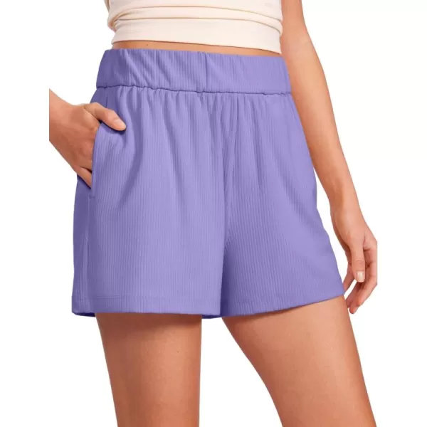 imageCRZ YOGA Comfy Ribbed Sweat Shorts for Women High Waisted Lyocell Casual Lounge Jersey Athletic Shorts with PocketsDark Lavender Purple