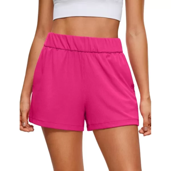 imageCRZ YOGA Comfy Ribbed Sweat Shorts for Women High Waisted Lyocell Casual Lounge Jersey Athletic Shorts with PocketsGranita Pink