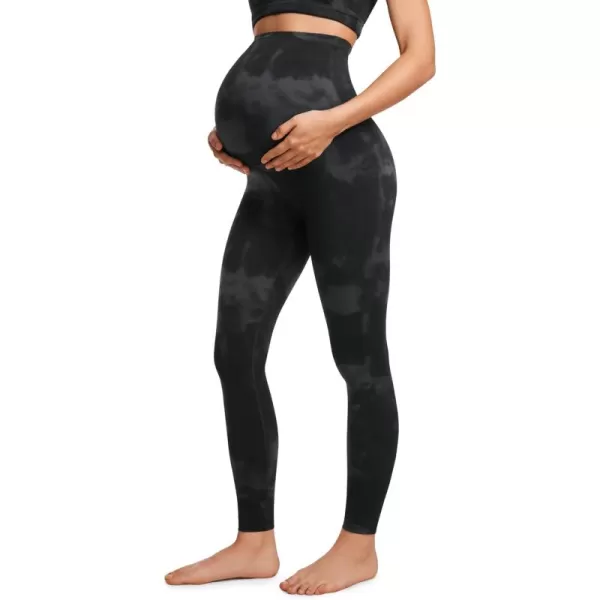 imageCRZ YOGA Womens Butterluxe Maternity Leggings Over The Belly 28quot  Workout Activewear Yoga Pregnancy Pants Buttery SoftBlack Tie Dye Flowers