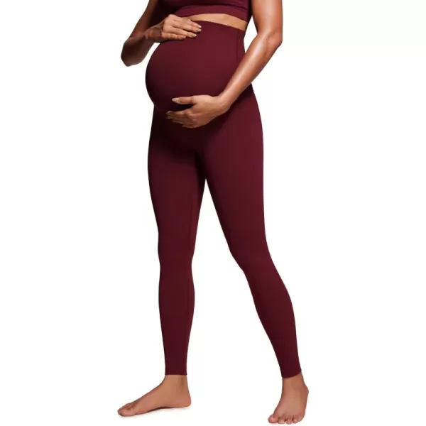 imageCRZ YOGA Womens Butterluxe Maternity Leggings Over The Belly 28quot  Workout Activewear Yoga Pregnancy Pants Buttery SoftRed Merlot