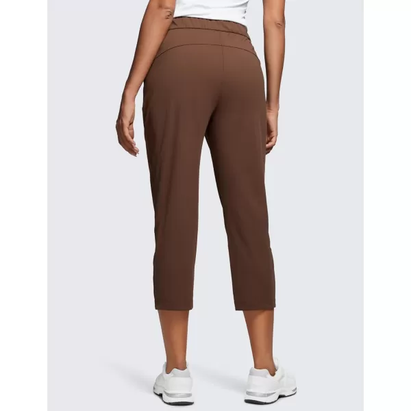 imageCRZ YOGA 4Way Stretch Golf Capri Pants for Women 23quot Casual Yoga Dress Work Capris with Pockets Workout Athletic TravelCoffee Brown