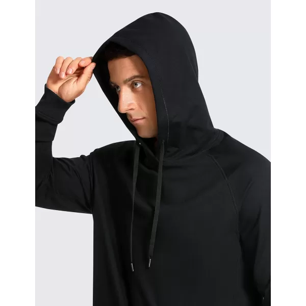 imageCRZ YOGA Hoodies for Men French Terry Hooded Sweatshirts Workout Athletic Casual Pullover Hoodie Tops with PocketBlack