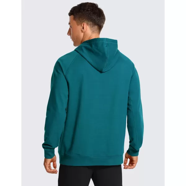 imageCRZ YOGA Hoodies for Men French Terry Hooded Sweatshirts Workout Athletic Casual Pullover Hoodie Tops with PocketGreen Jade