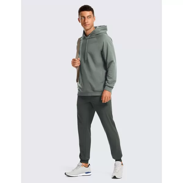 imageCRZ YOGA Hoodies for Men French Terry Hooded Sweatshirts Workout Athletic Casual Pullover Hoodie Tops with PocketGrey Sage