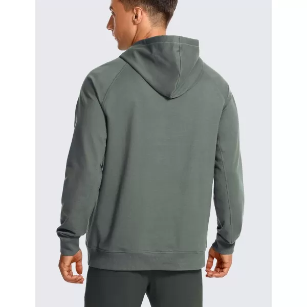 imageCRZ YOGA Hoodies for Men French Terry Hooded Sweatshirts Workout Athletic Casual Pullover Hoodie Tops with PocketGrey Sage