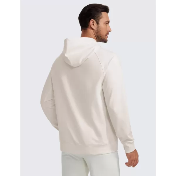 imageCRZ YOGA Hoodies for Men French Terry Hooded Sweatshirts Workout Athletic Casual Pullover Hoodie Tops with PocketMilky White Bone