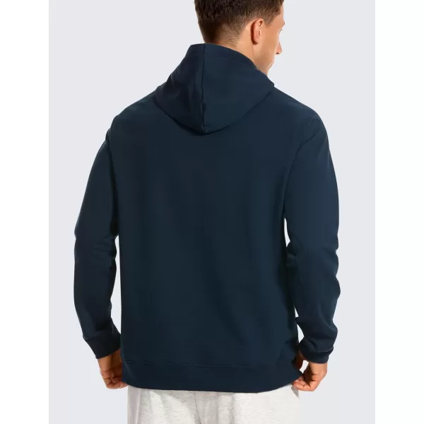 imageCRZ YOGA Hoodies for Men French Terry Hooded Sweatshirts Workout Athletic Casual Pullover Hoodie Tops with PocketTrue Navy