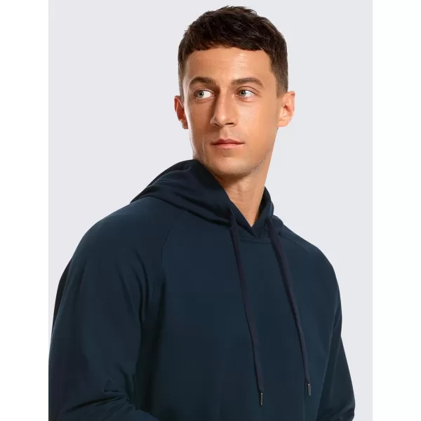 imageCRZ YOGA Hoodies for Men French Terry Hooded Sweatshirts Workout Athletic Casual Pullover Hoodie Tops with PocketTrue Navy