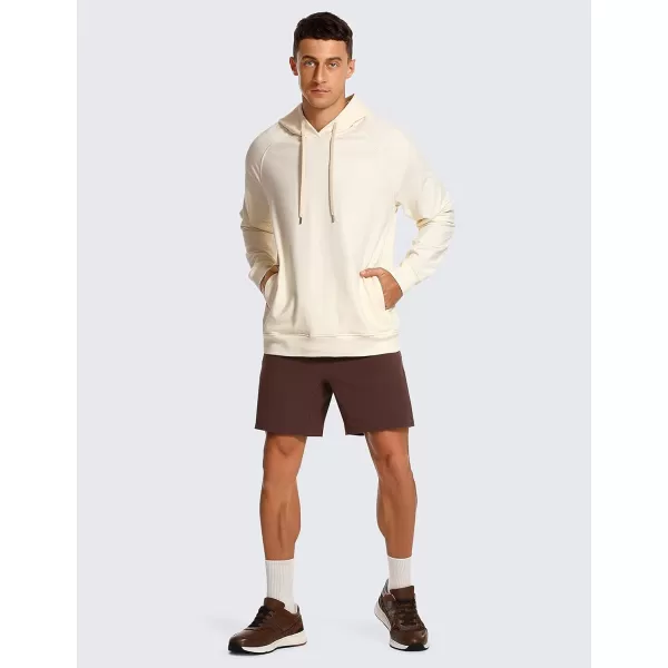 imageCRZ YOGA Hoodies for Men French Terry Hooded Sweatshirts Workout Athletic Casual Pullover Hoodie Tops with PocketWhite Apricot