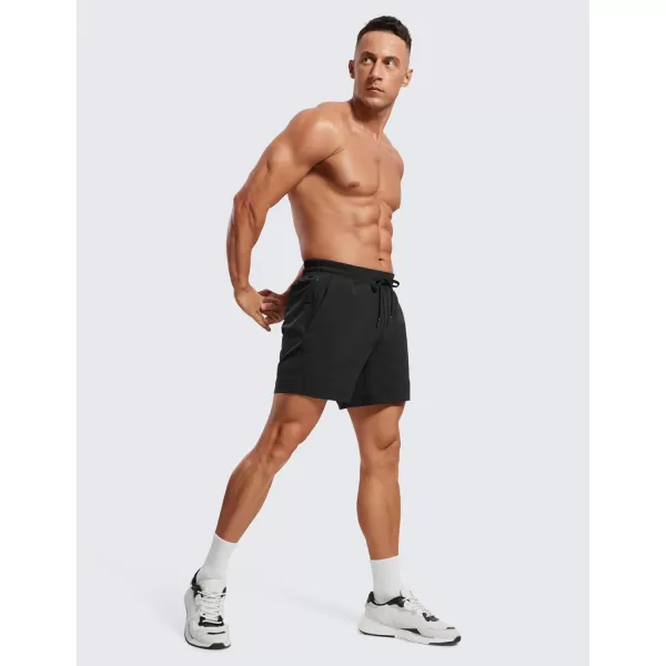 imageCRZ YOGA Mens 2 in 1 Running Shorts with Liner  5 Quick Dry Workout Sports Athletic Shorts with PocketsBlack