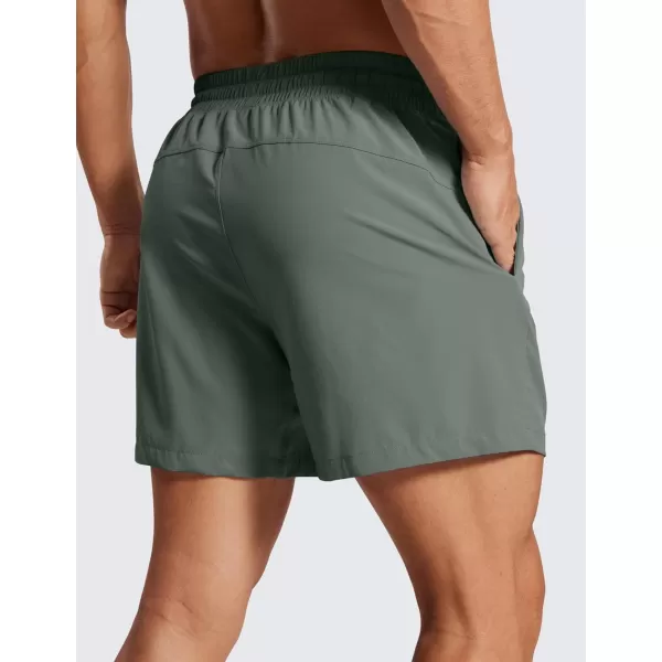 imageCRZ YOGA Mens 2 in 1 Running Shorts with Liner  5 Quick Dry Workout Sports Athletic Shorts with PocketsGrey Sage