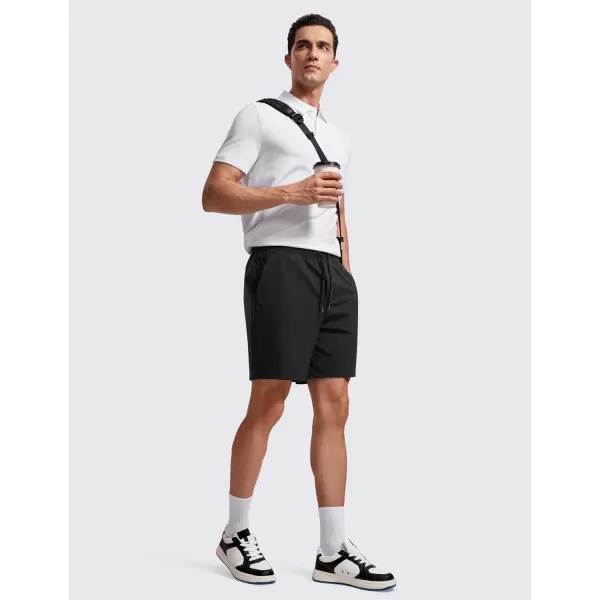 imageCRZ YOGA Mens FourWay Stretch Workout Shorts  7 Soft Durable Casual Athletic Shorts with Pockets Gym Running HikingBlack