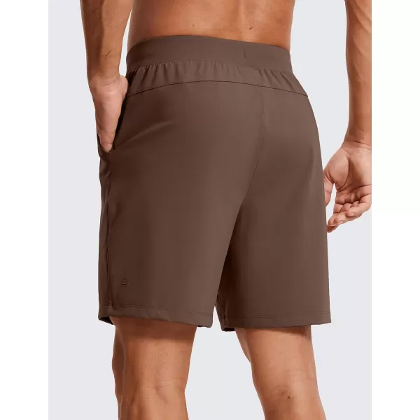 imageCRZ YOGA Mens FourWay Stretch Workout Shorts  7 Soft Durable Casual Athletic Shorts with Pockets Gym Running HikingDark Olive Brown