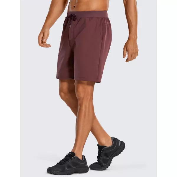 imageCRZ YOGA Mens FourWay Stretch Workout Shorts  7 Soft Durable Casual Athletic Shorts with Pockets Gym Running HikingDark Red