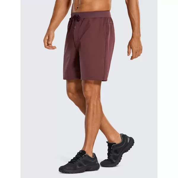 imageCRZ YOGA Mens FourWay Stretch Workout Shorts  7 Soft Durable Casual Athletic Shorts with Pockets Gym Running HikingDark Red