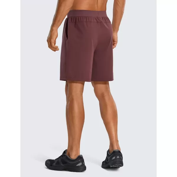 imageCRZ YOGA Mens FourWay Stretch Workout Shorts  7 Soft Durable Casual Athletic Shorts with Pockets Gym Running HikingDark Red