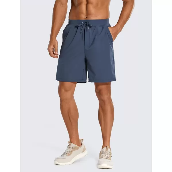 imageCRZ YOGA Mens FourWay Stretch Workout Shorts  7 Soft Durable Casual Athletic Shorts with Pockets Gym Running HikingElectric Blue