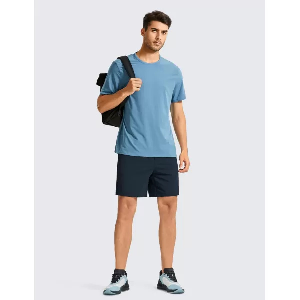 imageCRZ YOGA Mens FourWay Stretch Workout Shorts  7 Soft Durable Casual Athletic Shorts with Pockets Gym Running HikingTrue Navy