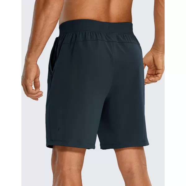 imageCRZ YOGA Mens FourWay Stretch Workout Shorts  7 Soft Durable Casual Athletic Shorts with Pockets Gym Running HikingTrue Navy