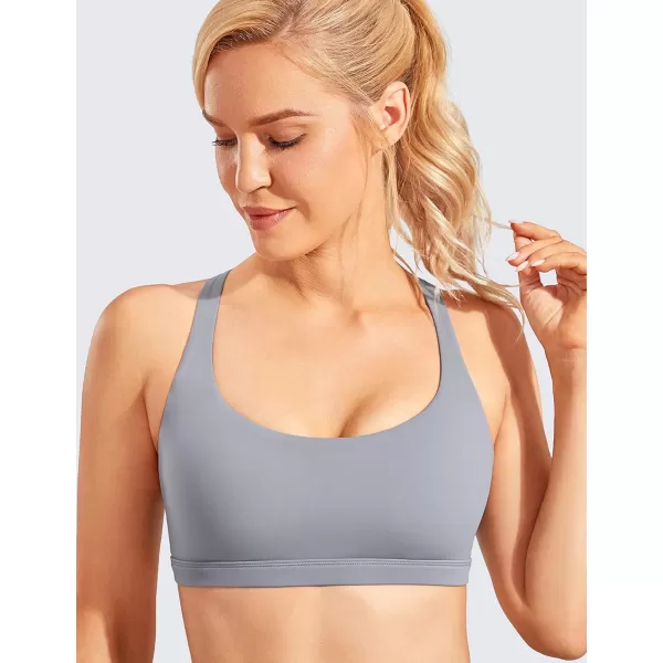 imageCRZ YOGA Strappy Sports Bras for Women  Criss Cross Back Sexy Wireless Padded Yoga Bra Cute WorkoutSleet