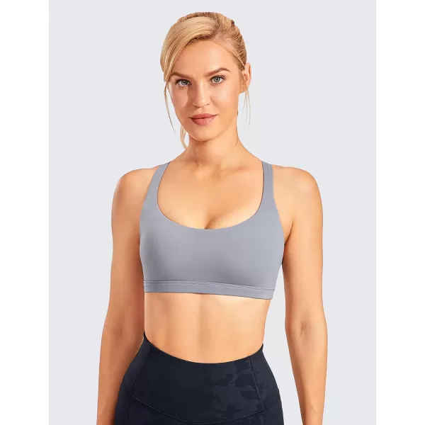 imageCRZ YOGA Strappy Sports Bras for Women  Criss Cross Back Sexy Wireless Padded Yoga Bra Cute WorkoutSleet