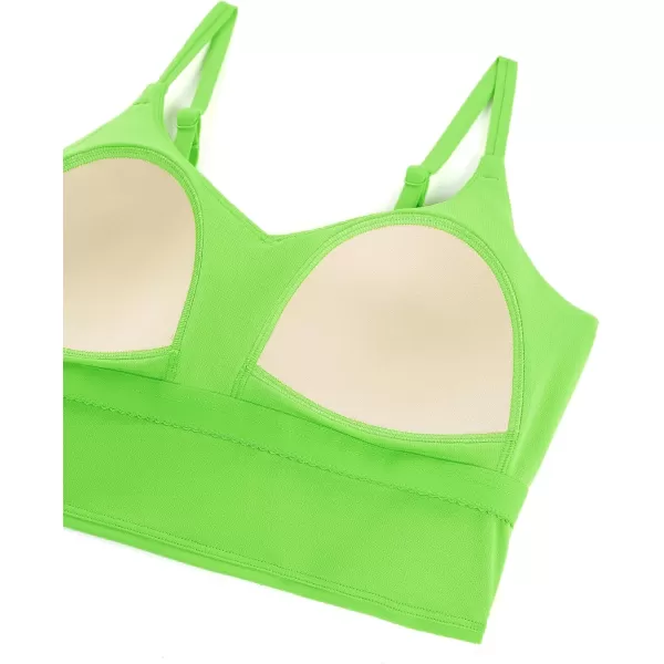 imageCRZ YOGA Womens Bikini Top V Neck Adjustable Spaghetti Straps Swimsuit Padded Athletic Bathing Suit TopsGreen Glow