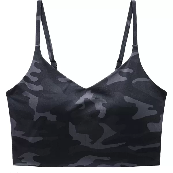 imageCRZ YOGA Womens Bikini Top V Neck Adjustable Spaghetti Straps Swimsuit Padded Athletic Bathing Suit TopsJungle Camouflage Gray