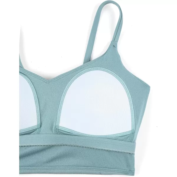 imageCRZ YOGA Womens Bikini Top V Neck Adjustable Spaghetti Straps Swimsuit Padded Athletic Bathing Suit TopsLight Grayish Blue