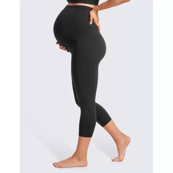 imageCRZ YOGA Womens Butterluxe Maternity Capris Leggings 21quot  Crop Pants Over The Belly Workout Active Yoga Pregnancy SoftBlack