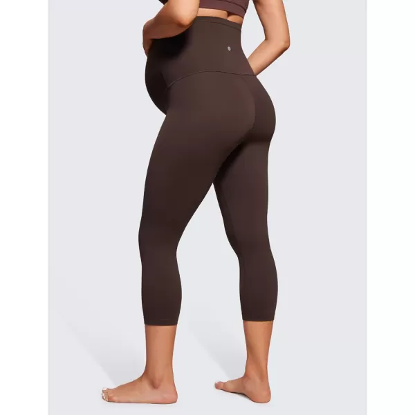 imageCRZ YOGA Womens Butterluxe Maternity Capris Leggings 21quot  Crop Pants Over The Belly Workout Active Yoga Pregnancy SoftHot Fudge Brown