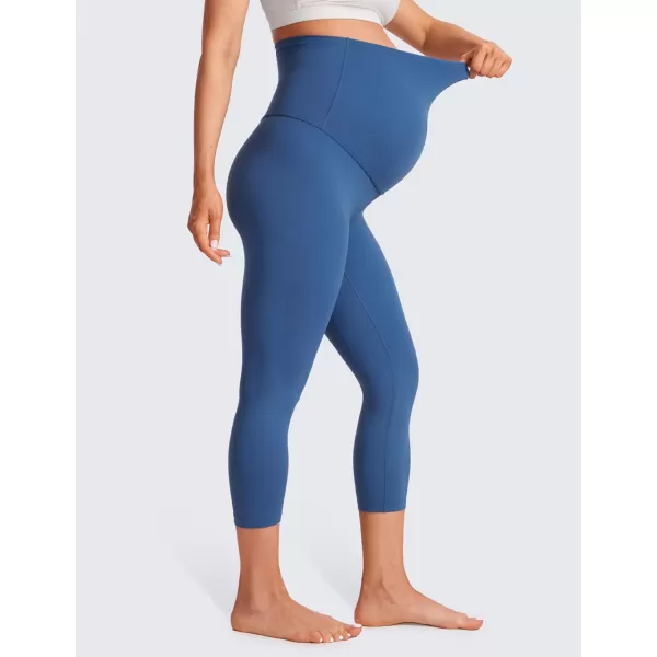 imageCRZ YOGA Womens Butterluxe Maternity Capris Leggings 21quot  Crop Pants Over The Belly Workout Active Yoga Pregnancy SoftPitch Blue
