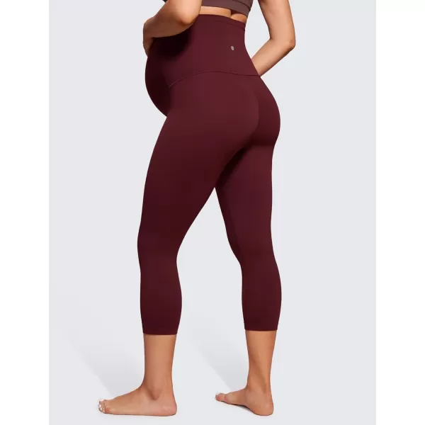 imageCRZ YOGA Womens Butterluxe Maternity Capris Leggings 21quot  Crop Pants Over The Belly Workout Active Yoga Pregnancy SoftRed Merlot