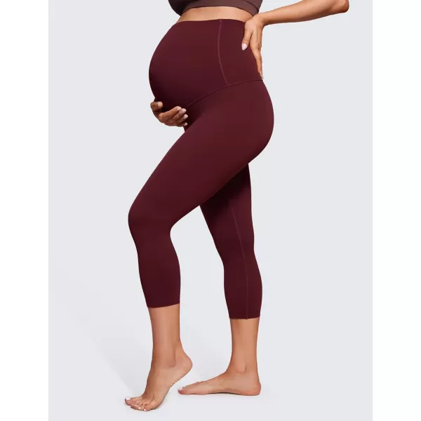 imageCRZ YOGA Womens Butterluxe Maternity Capris Leggings 21quot  Crop Pants Over The Belly Workout Active Yoga Pregnancy SoftRed Merlot