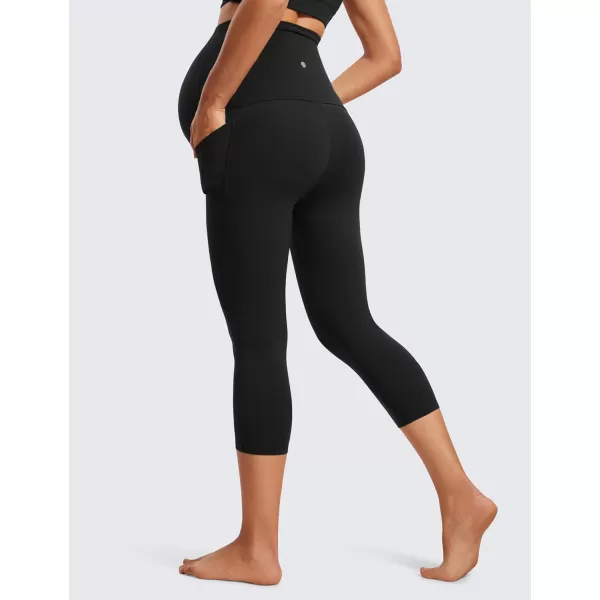 imageCRZ YOGA Womens Butterluxe Maternity Capris Leggings with Pockets 21quot  Workout Active Yoga Soft Over The Belly Crop PantsBlack