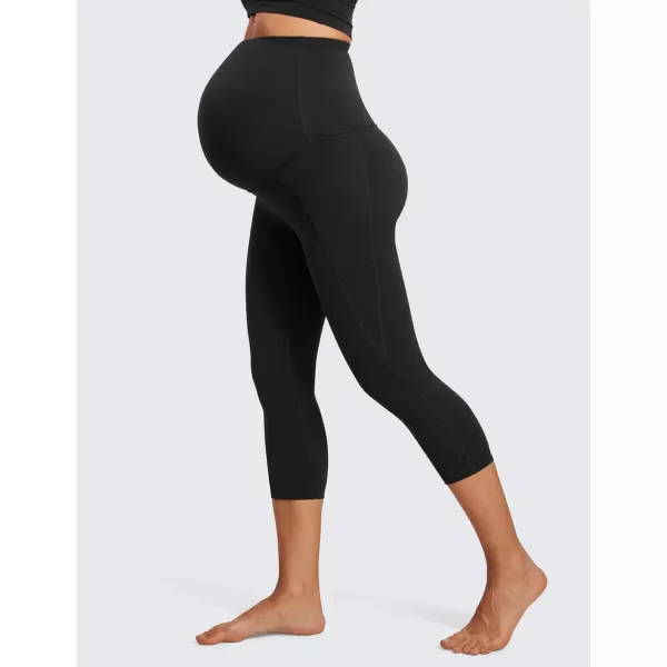 imageCRZ YOGA Womens Butterluxe Maternity Capris Leggings with Pockets 21quot  Workout Active Yoga Soft Over The Belly Crop PantsBlack