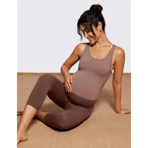 imageCRZ YOGA Womens Butterluxe Maternity Capris Leggings with Pockets 21quot  Workout Active Yoga Soft Over The Belly Crop PantsCoffee Brown